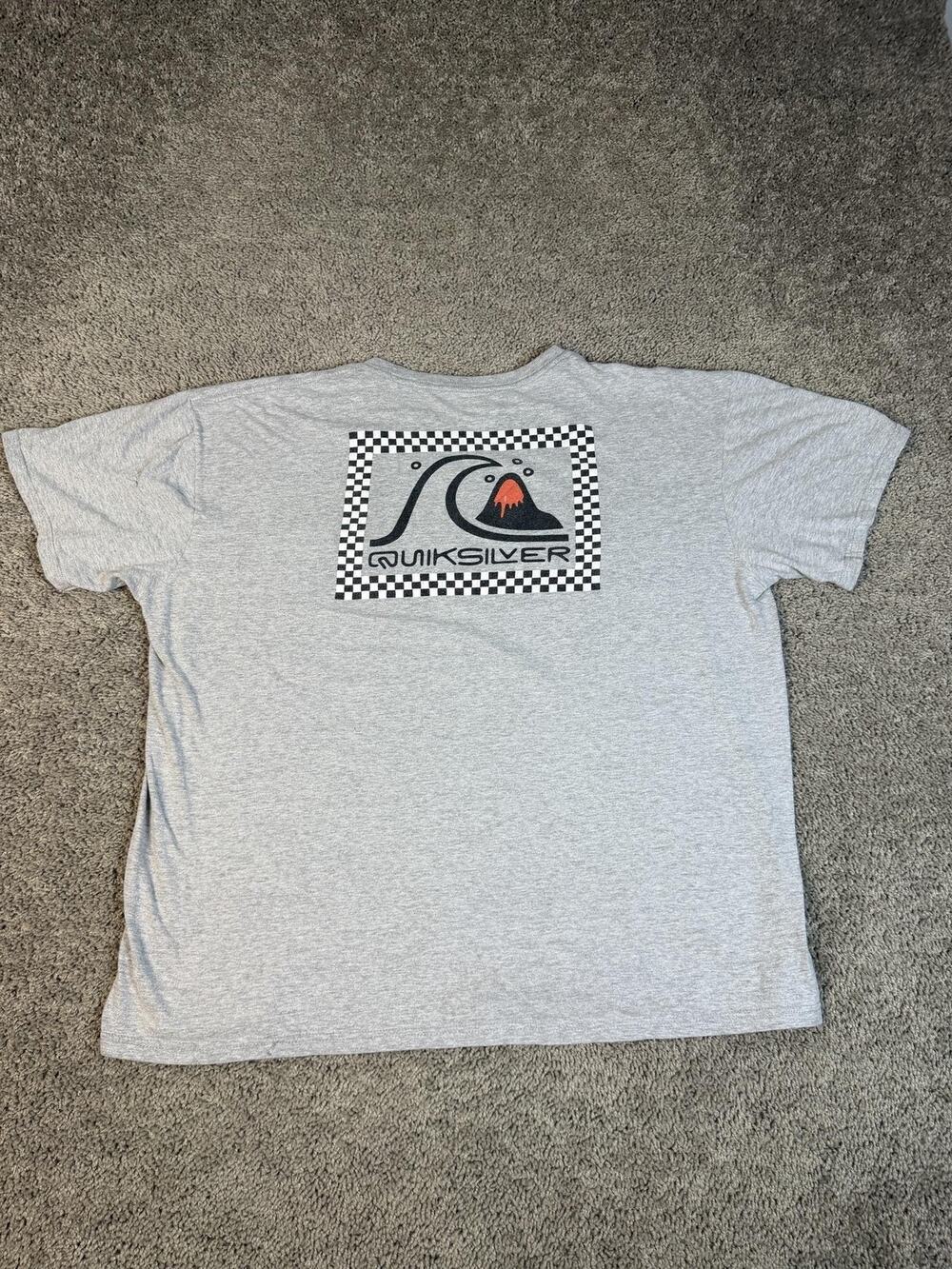 Quiksilver Shirt Mens 2XL Gray Volcano Graphic Crew Neck Cotton Tagless